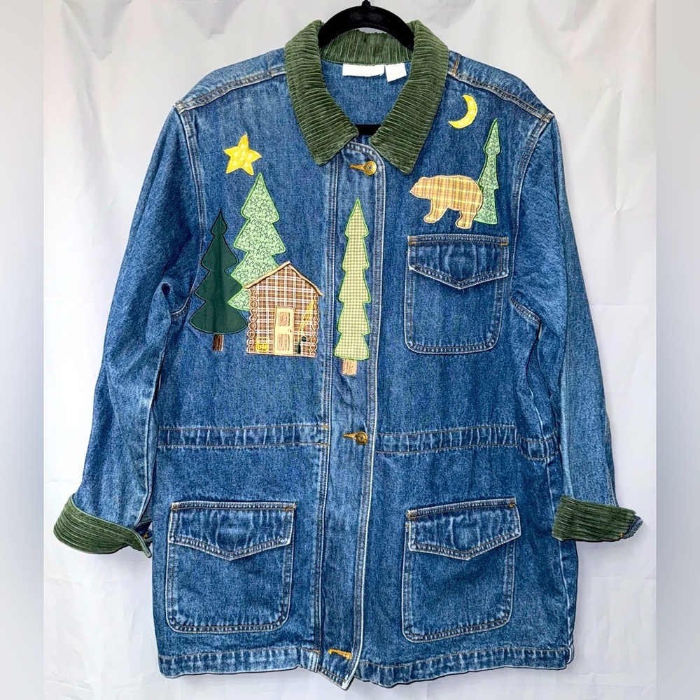 Christopher & Banks Northwoods Cabin cotton denim jacket Size L